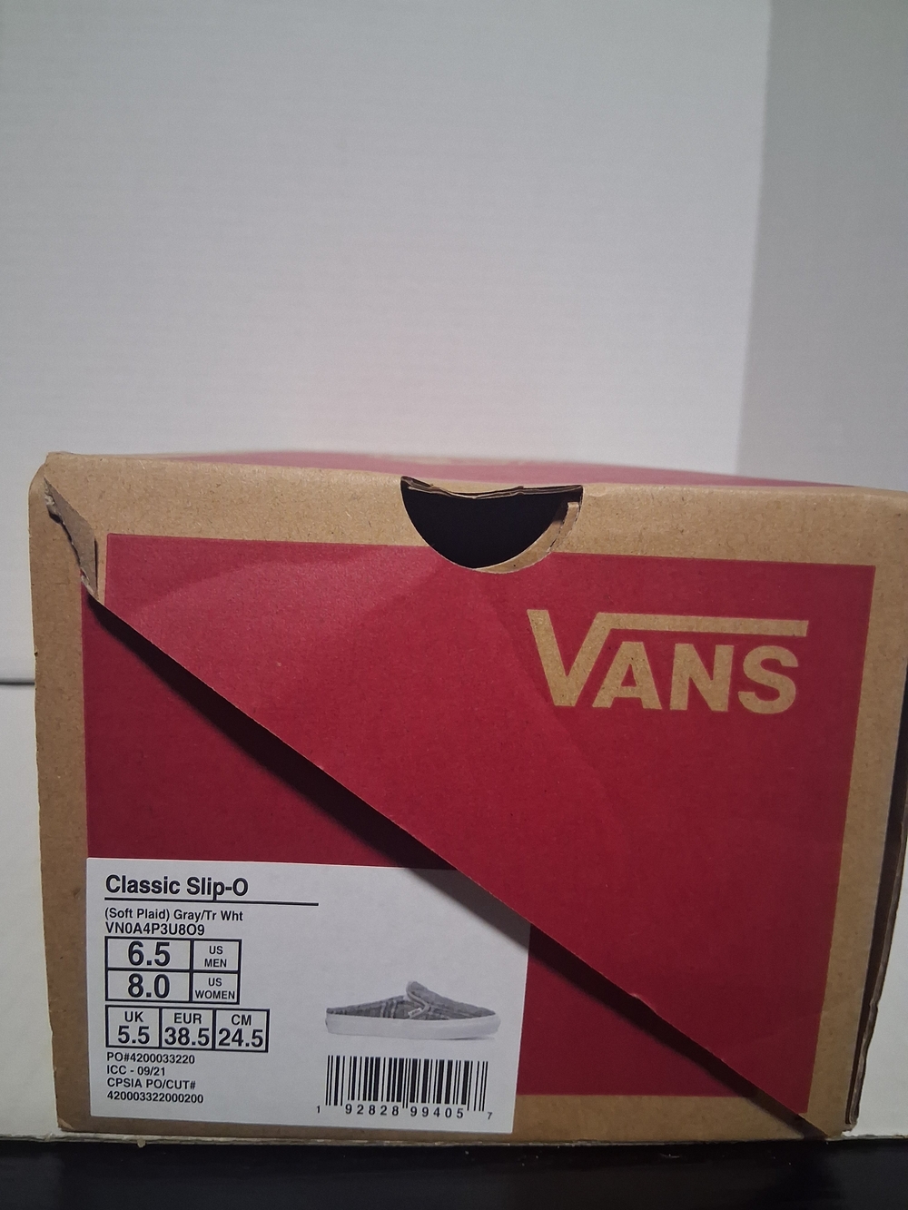 New Vans Classic Slip-On Men's 6.5, Womens 8 Shoes - Gray/White
